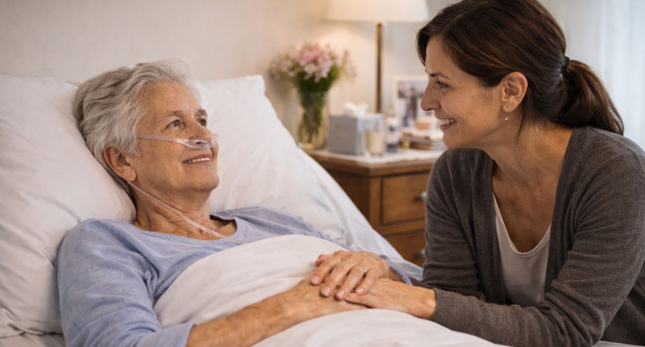 הבת ליד אימה החולה